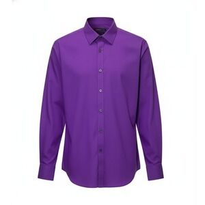 Medium Men's Bright Purple Slim Fit Button-Down Shirt Van Heusen